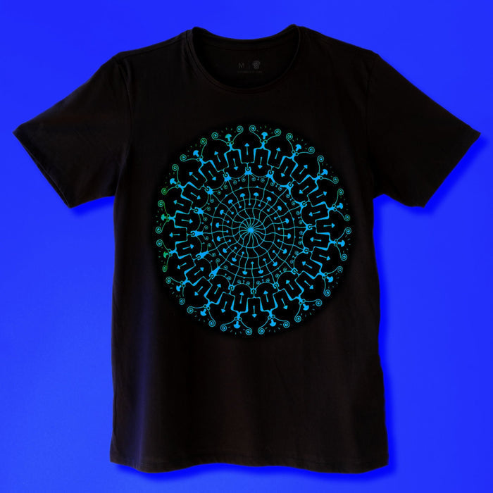 Men's Psychedelic Mushroom Mandala T-Shirt - Glow In Dark - symbolika
