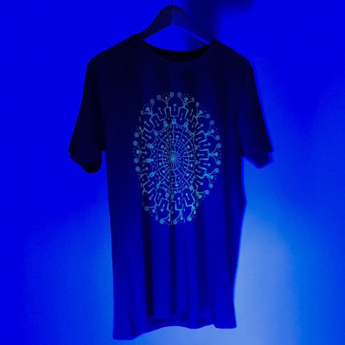 Men's Psychedelic Mushroom Mandala T-Shirt - Glow In Dark - symbolika