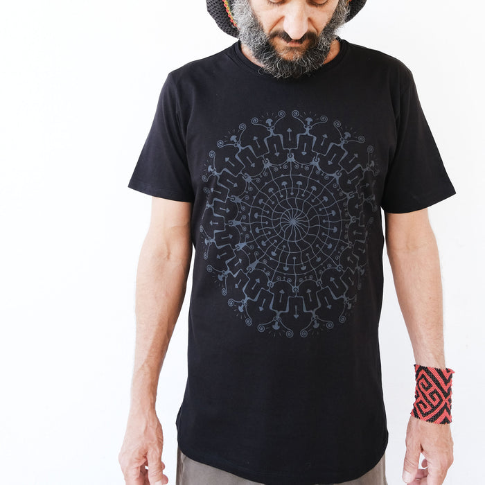 Men's Psychedelic Mushroom Mandala T-Shirt - Glow In Dark - symbolika
