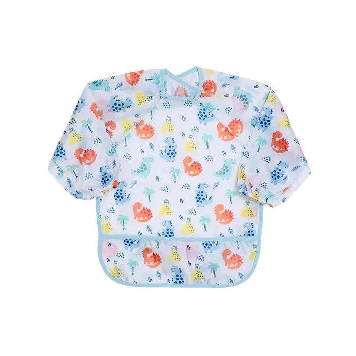 Messy Duck Long Sleeve Baby Coverall Bib - Dinosaur - ebebek