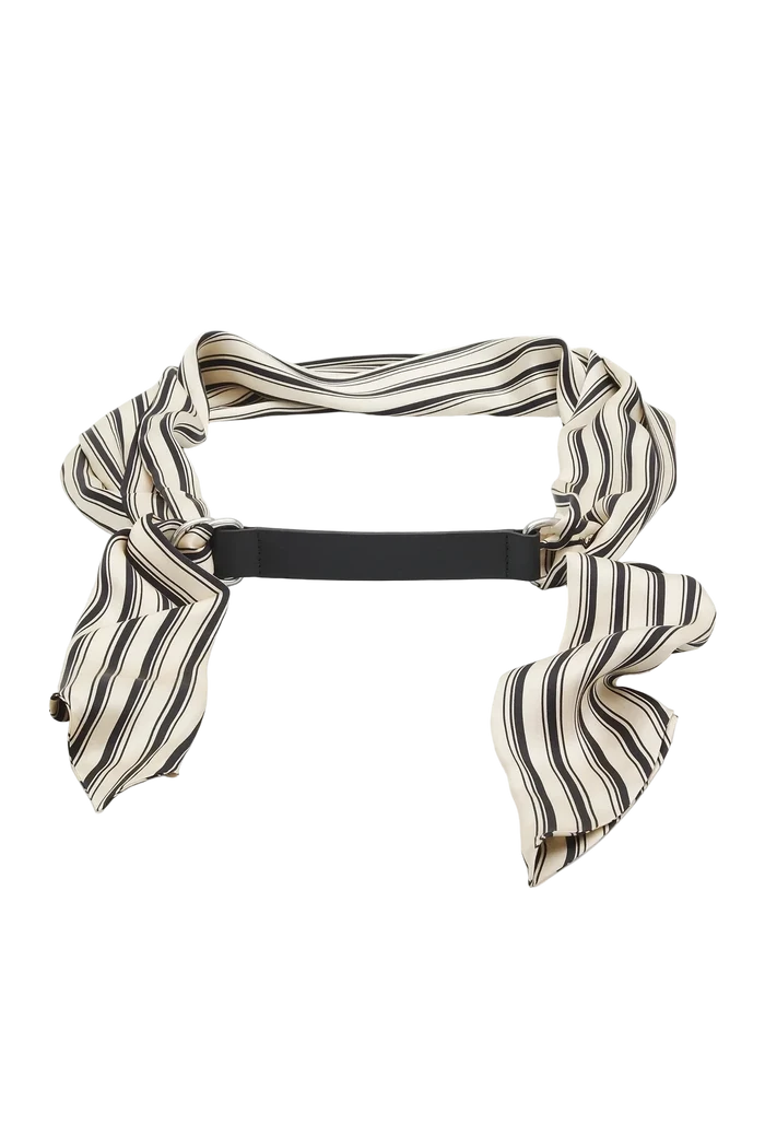 Rag & Bone Michele Scarf Belt in black stripe silk