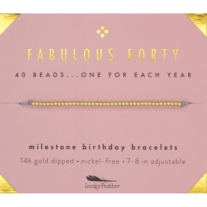 A 'Fabulous Forty' milestone birthday bracelet with 40 gold beads.