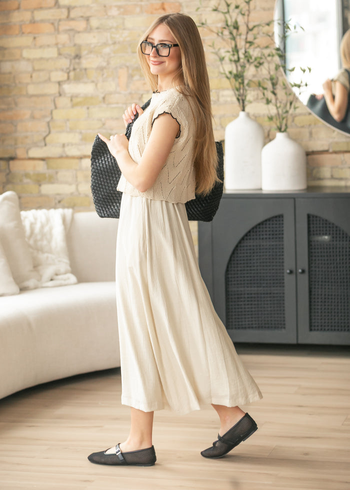 Mixed Media Knit Sweater Maxi Dress FF Dresses