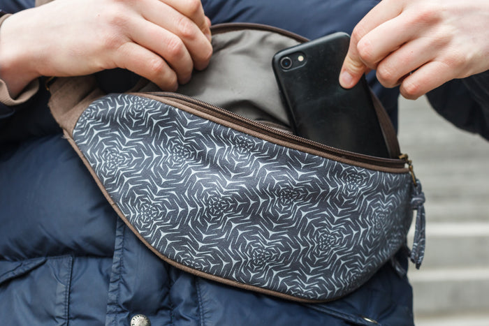 Molekula Mono Fanny Pack - Grey Molecular Structure Art