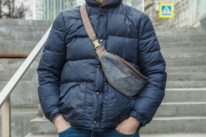 Molekula Mono Fanny Pack - Grey Molecular Structure Art