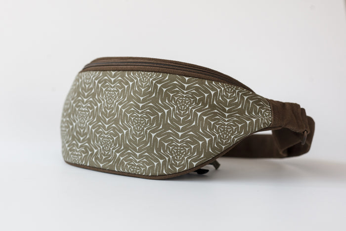 Molekula Mono Fanny Pack - Khaki | Molecular Geometry Canvas Bag