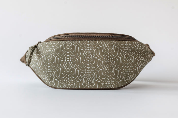 Molekula Mono Fanny Pack - Khaki | Molecular Geometry Canvas Bag
