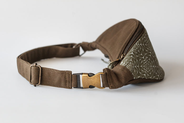 Molekula Mono Fanny Pack - Khaki | Molecular Geometry Canvas Bag