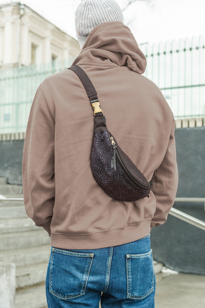Molekula Mono Fanny Pack - Navy Blue Geometric Print