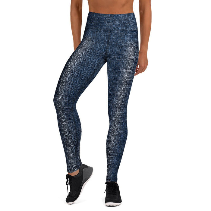 Moonlight Shipibo Sonido Yoga Leggings – Rhythmic Pattern Gradient - symbolika