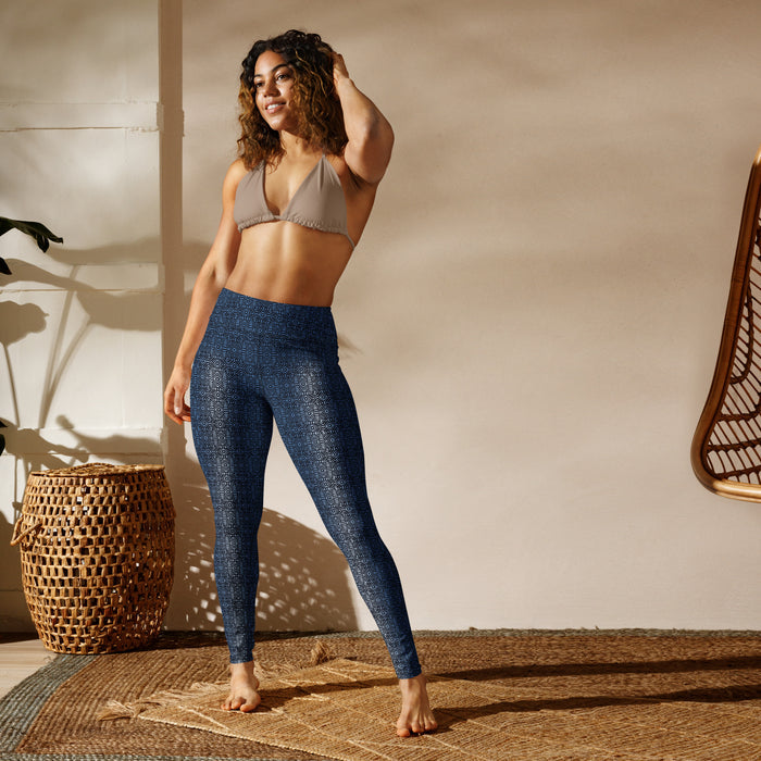 Moonlight Shipibo Sonido Yoga Leggings – Rhythmic Pattern Gradient - symbolika