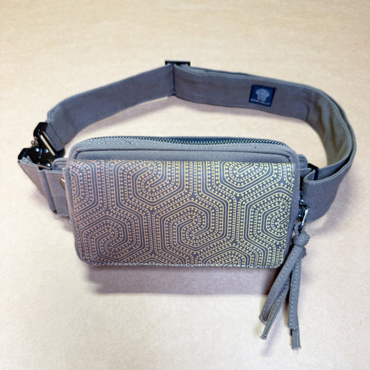 Morcels Gradient Waist Bag - Mushroom dotwork pattern in olive by Symbolika