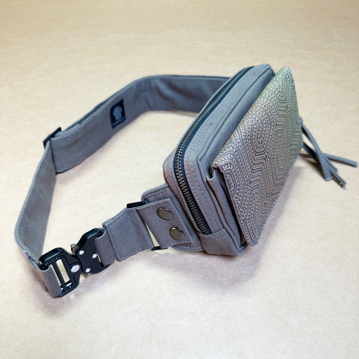 Morcels Gradient Waist Bag — Magnetic Lid & Tactical Buckle Psychedelic Art Print on Black T-Shirt by Symbolika