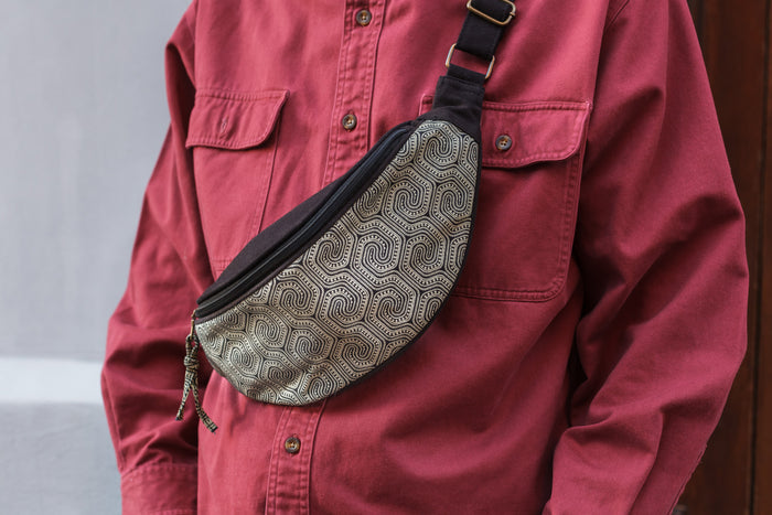 Morcels Mono Fanny Pack - Black Geometric Mushroom Print
