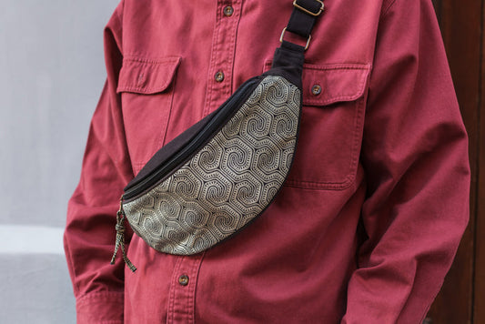 Morcels Mono Fanny Pack - Black Geometric Mushroom Print
