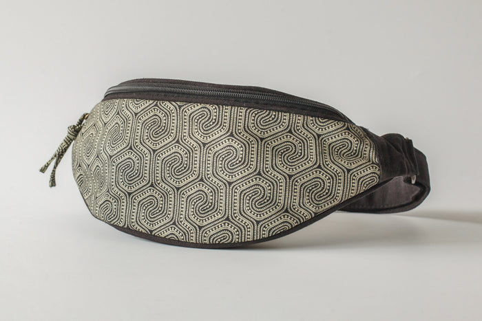 Morcels Mono Fanny Pack - Black Geometric Mushroom Print