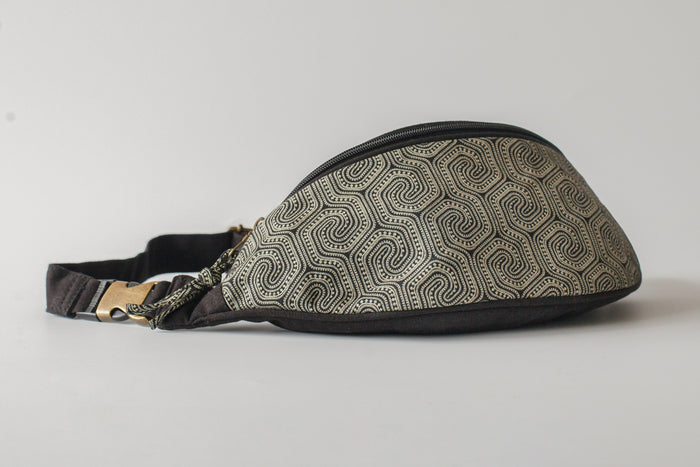 Morcels Mono Fanny Pack - Black Geometric Mushroom Print