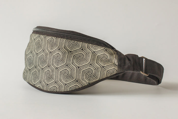 Morcels Mono Fanny Pack - Black Geometric Mushroom Print