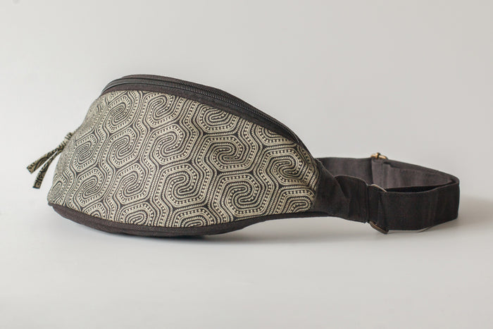Morcels Mono Fanny Pack - Black Geometric Mushroom Print