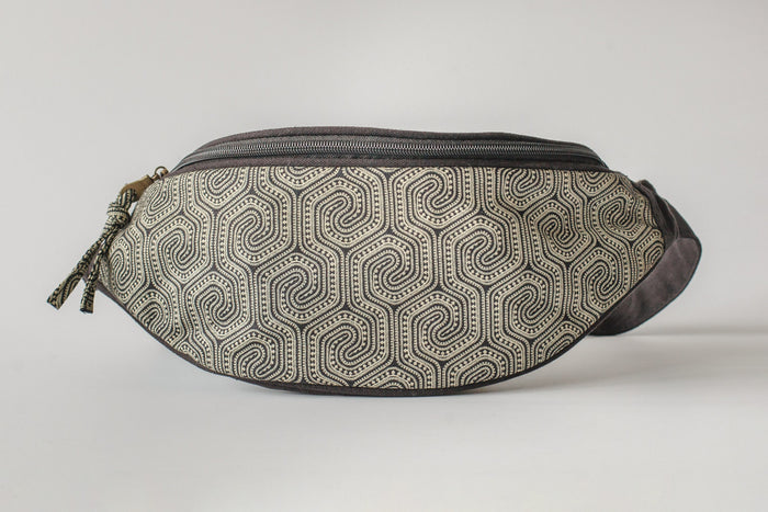 Morcels Mono Fanny Pack - Black Geometric Mushroom Print
