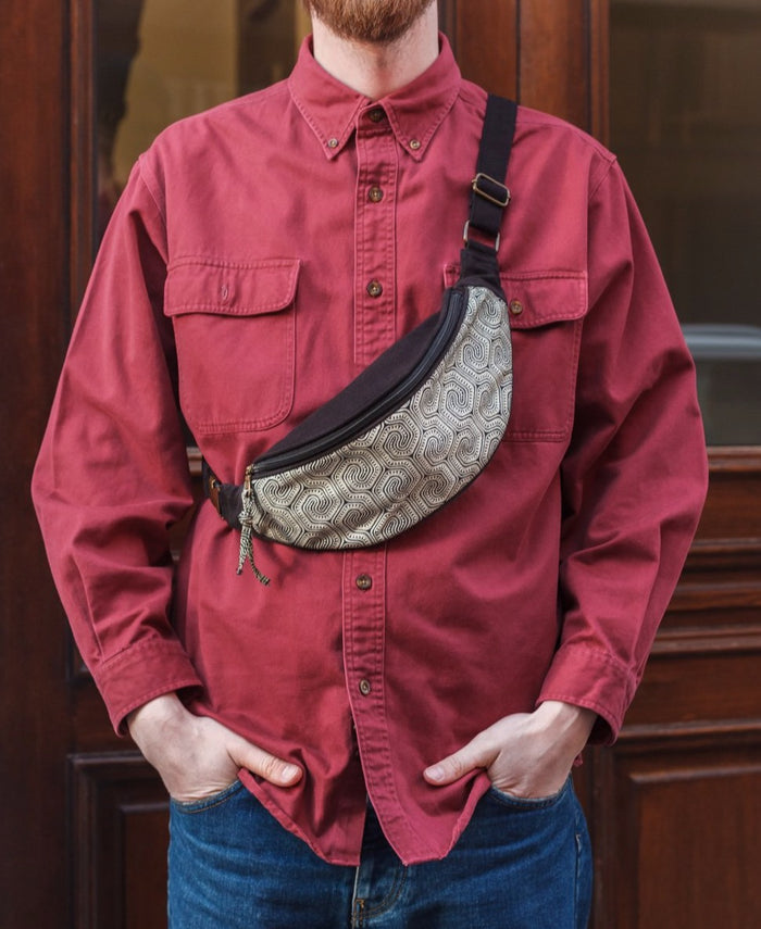 Morcels Mono Fanny Pack - Black Geometric Mushroom Print