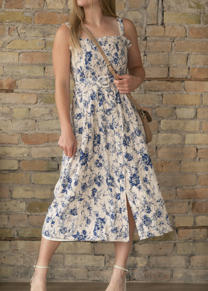 Navy Sleeveless Printed Dress FF Dresses