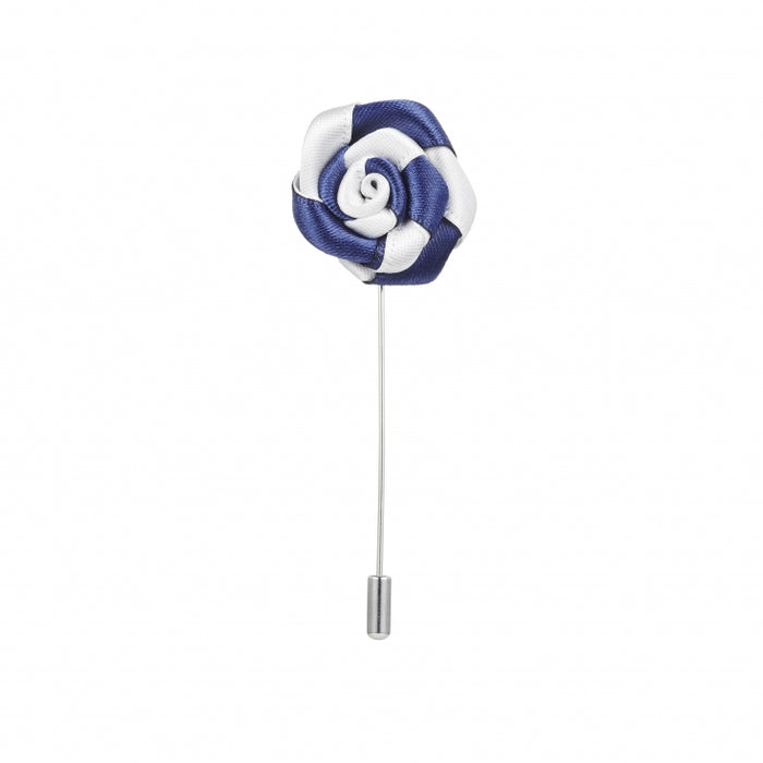 Navy & White Flower Lapel Pin