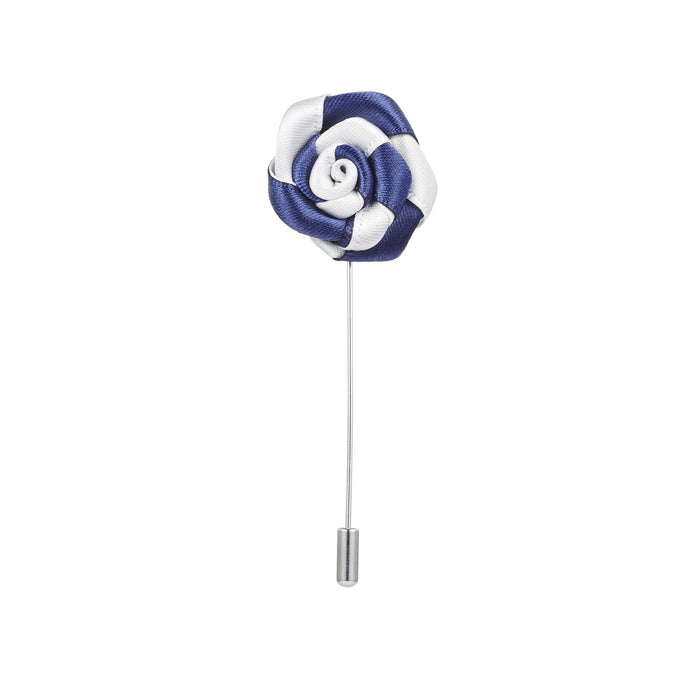 Navy & White Flower Lapel Pin