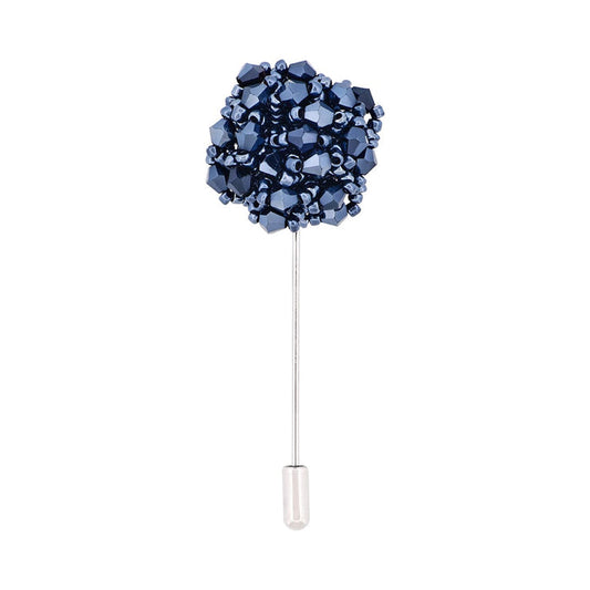 Navy/Black Floral Lapel Pin