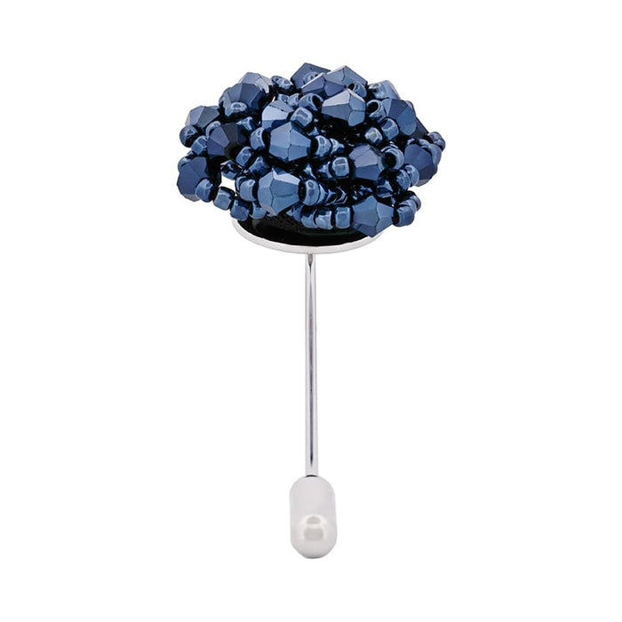 Navy/Black Floral Lapel Pin