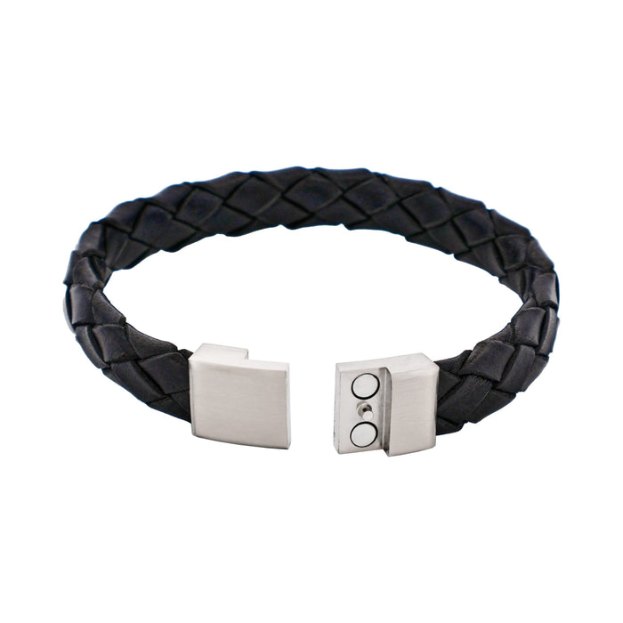 Nero Italian Leather Stainless Steel Bracelet