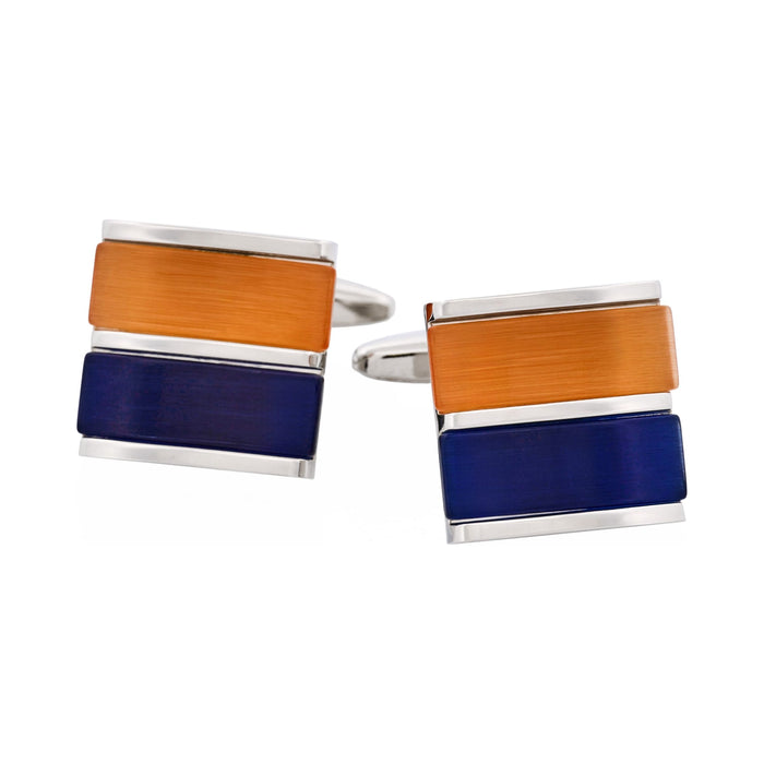 Orange & Navy Cat's Eye Cufflinks