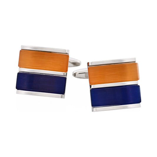 Orange & Navy Cat's Eye Cufflinks
