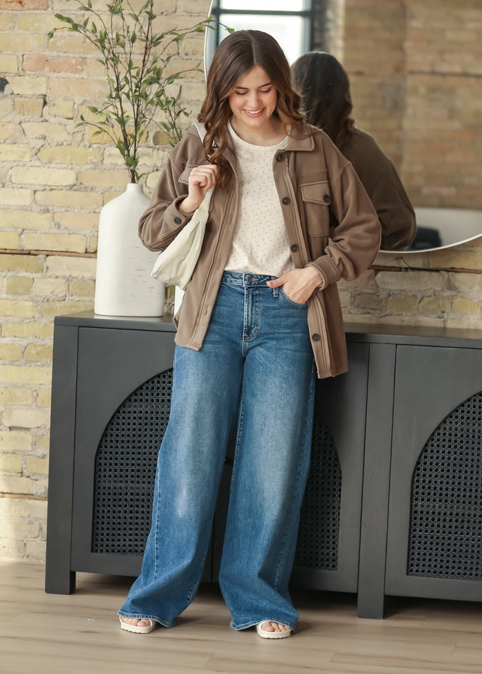 Oversized Fleece Button Up Shacket FF Layering Essentials