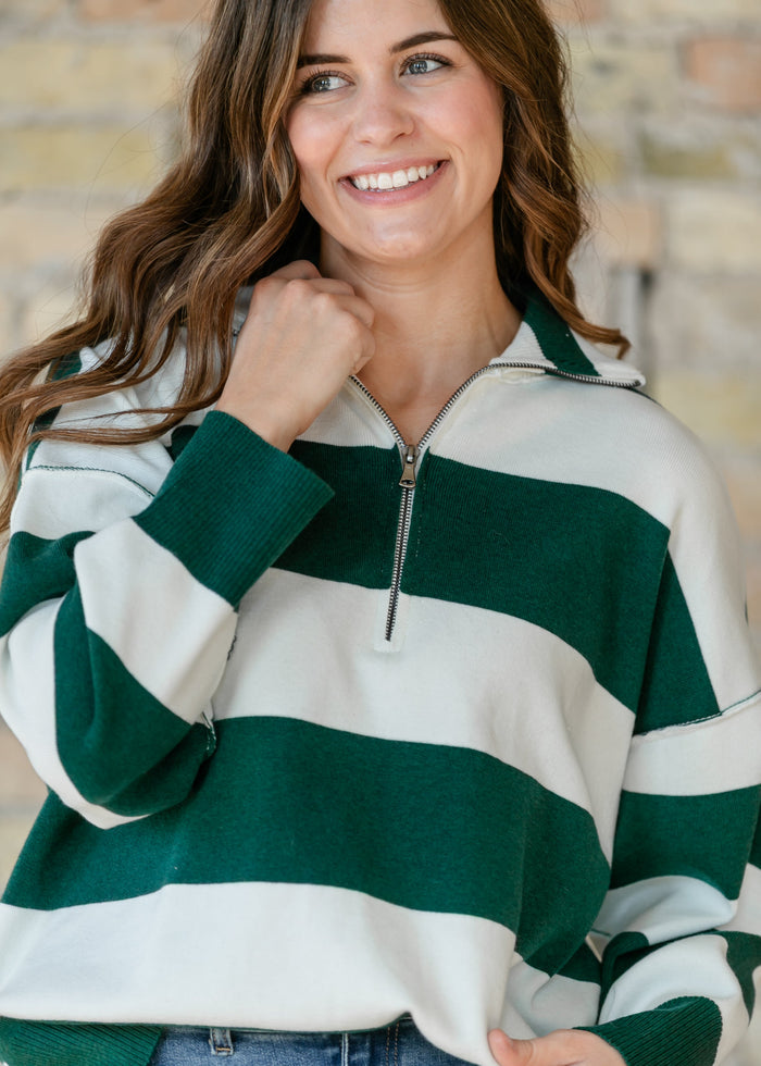Oversized Quarter Zip Knit Top FF Tops
