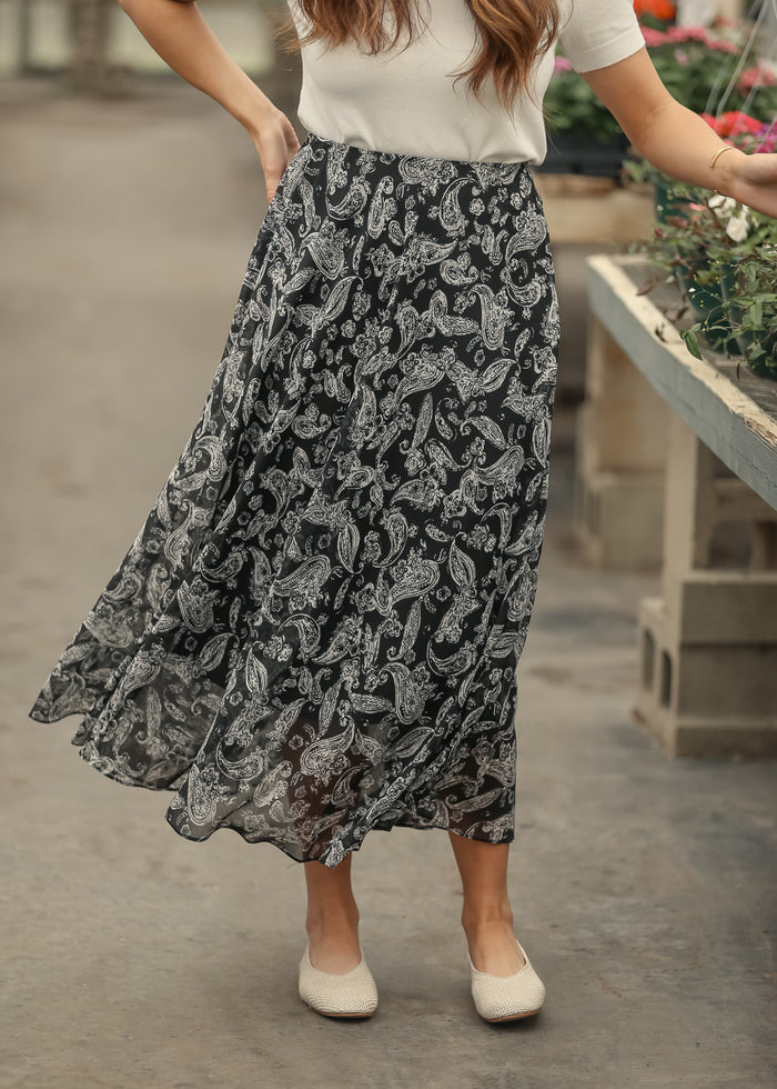 Paisley Print Maxi Skirt