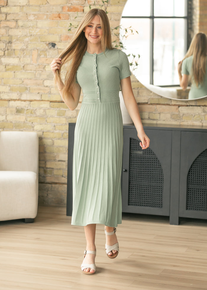 Pearl Button Detail Knit Maxi Dress FF Dresses
