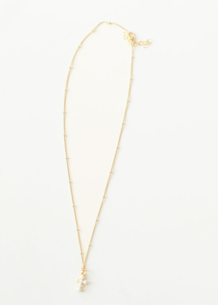 Pearl Cross Pendent Necklace Accessory