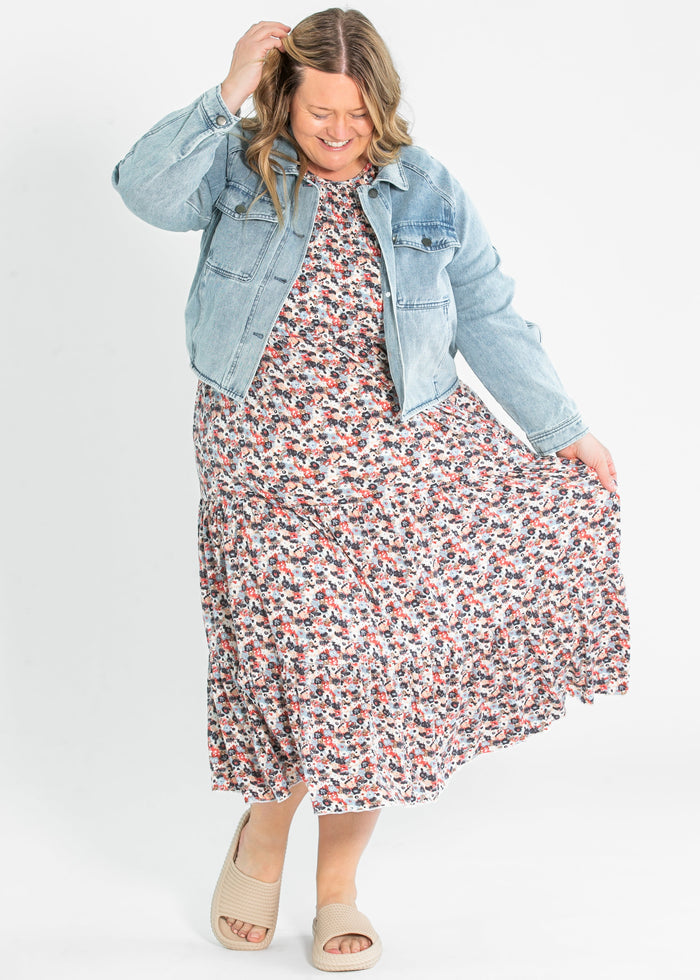 Penelope Smocked Bodice Puffed Sleeve Midi Dress IC Dresses