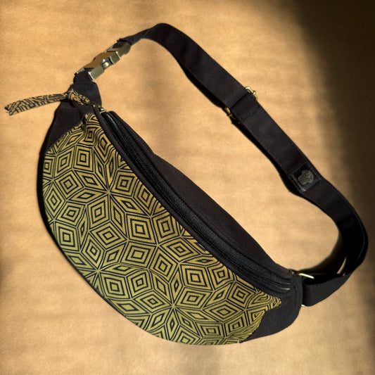 Penrose Cubes Fanny Pack - Mathematical tiling pattern with gradient design by Symbolika