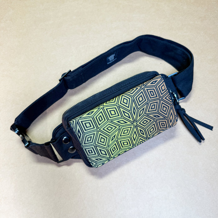 Penrose Cubes Gradient Waist Bag — Magnetic & Tactical Features Waist Bag - Detail Close-Up by Symbolika