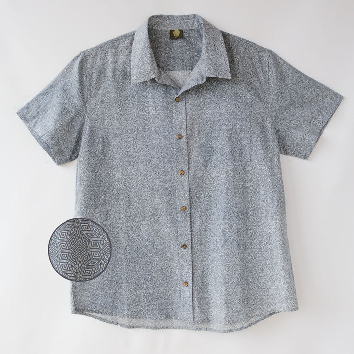 penrose cubes Half Sleeve Button Up Shirt - symbolika