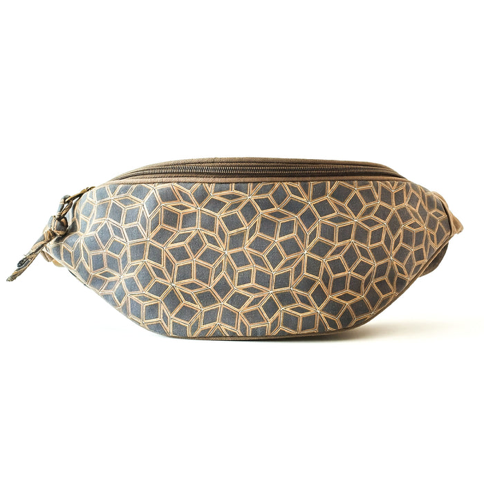 Penrose Fanny Pack - Mathematical tiling belt bag with bronze geometric pattern by Symbolika