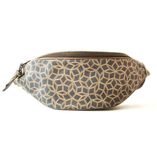 Penrose Fanny Pack - Mathematical tiling belt bag with bronze geometric pattern by Symbolika