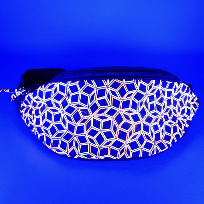 Penrose Fanny Pack — Mathematical Tiling Art Psychedelic Art Print on Black T-Shirt by Symbolika