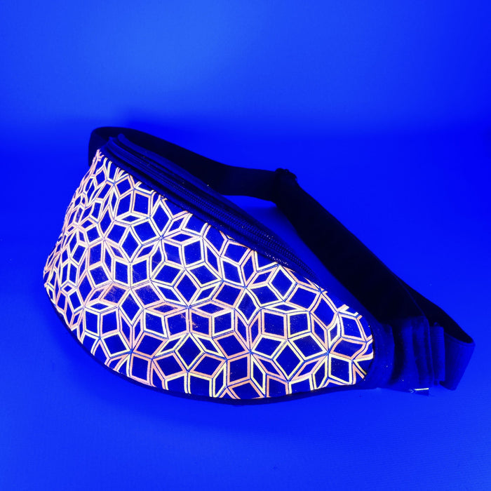 Penrose Tiling Fanny Pack - Mathematical geometric pattern in navy and gold by Symbolika