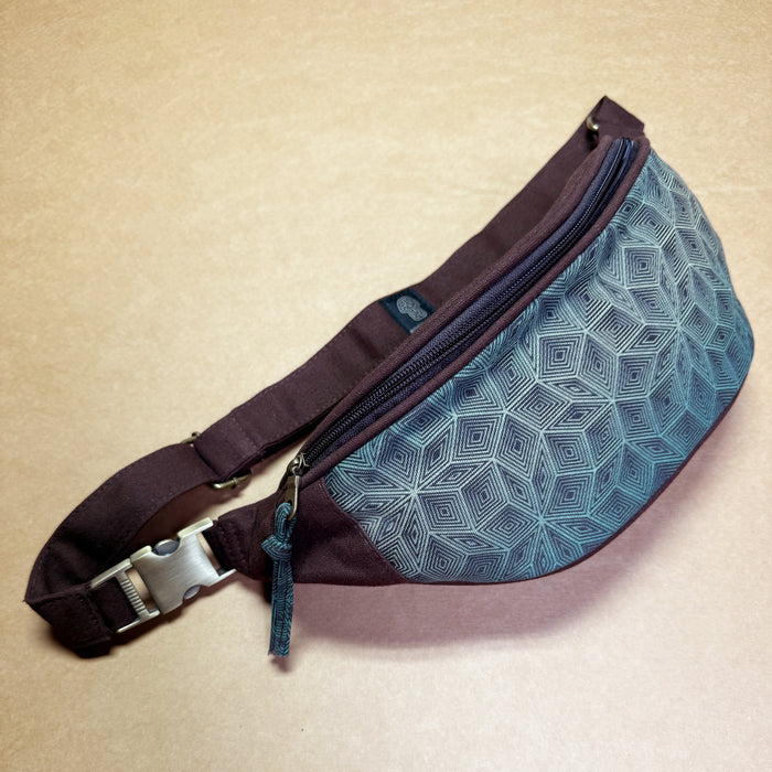 Penrose Lines Gradient Fanny Pack — Mathematical Tiling Art Fanny Pack - Back View by Symbolika