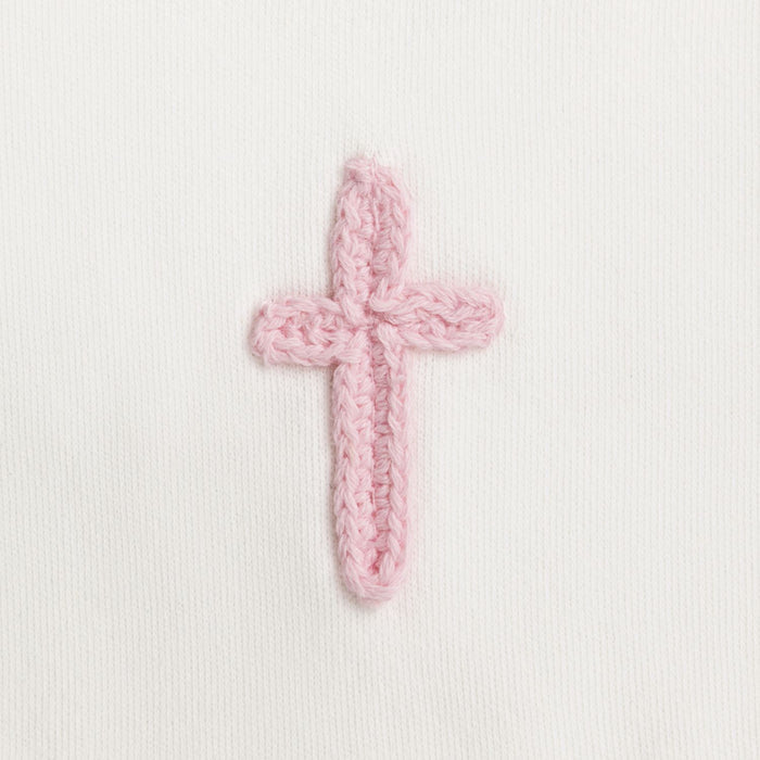 Pink Crochet Cross Bib