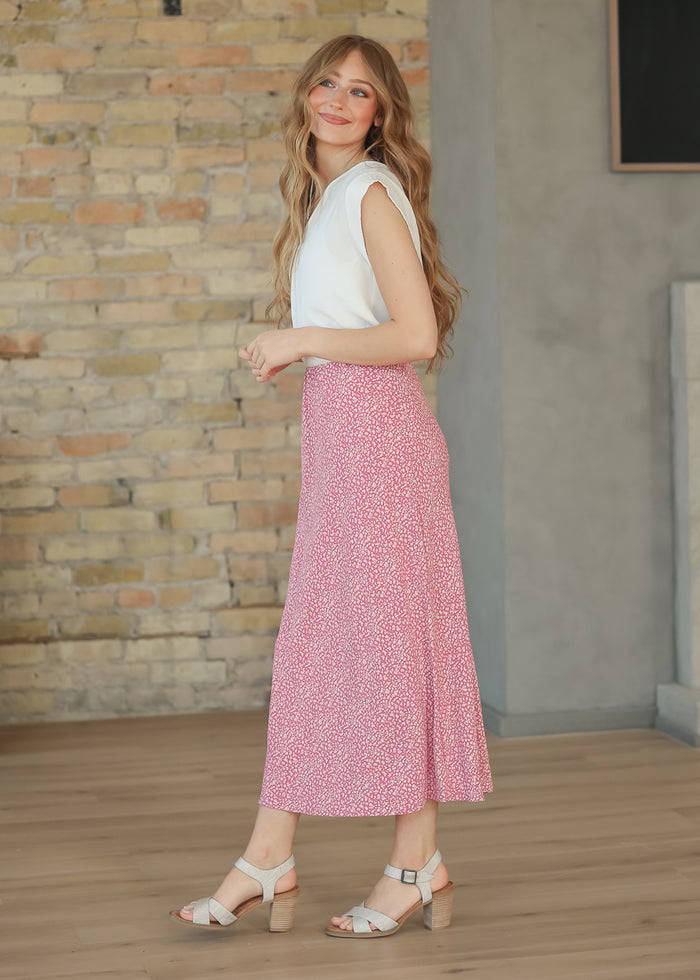 Pink June Floral Print Maxi Skirt FF Skirts