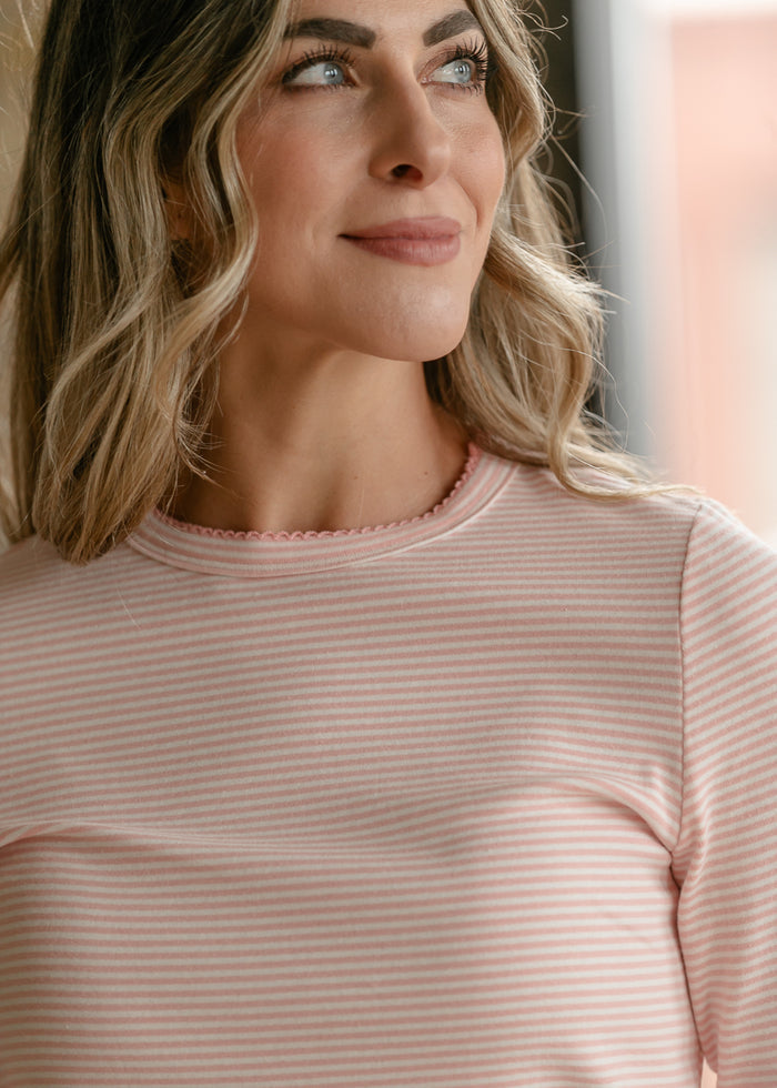 Pink Striped Knit Top FF Tops